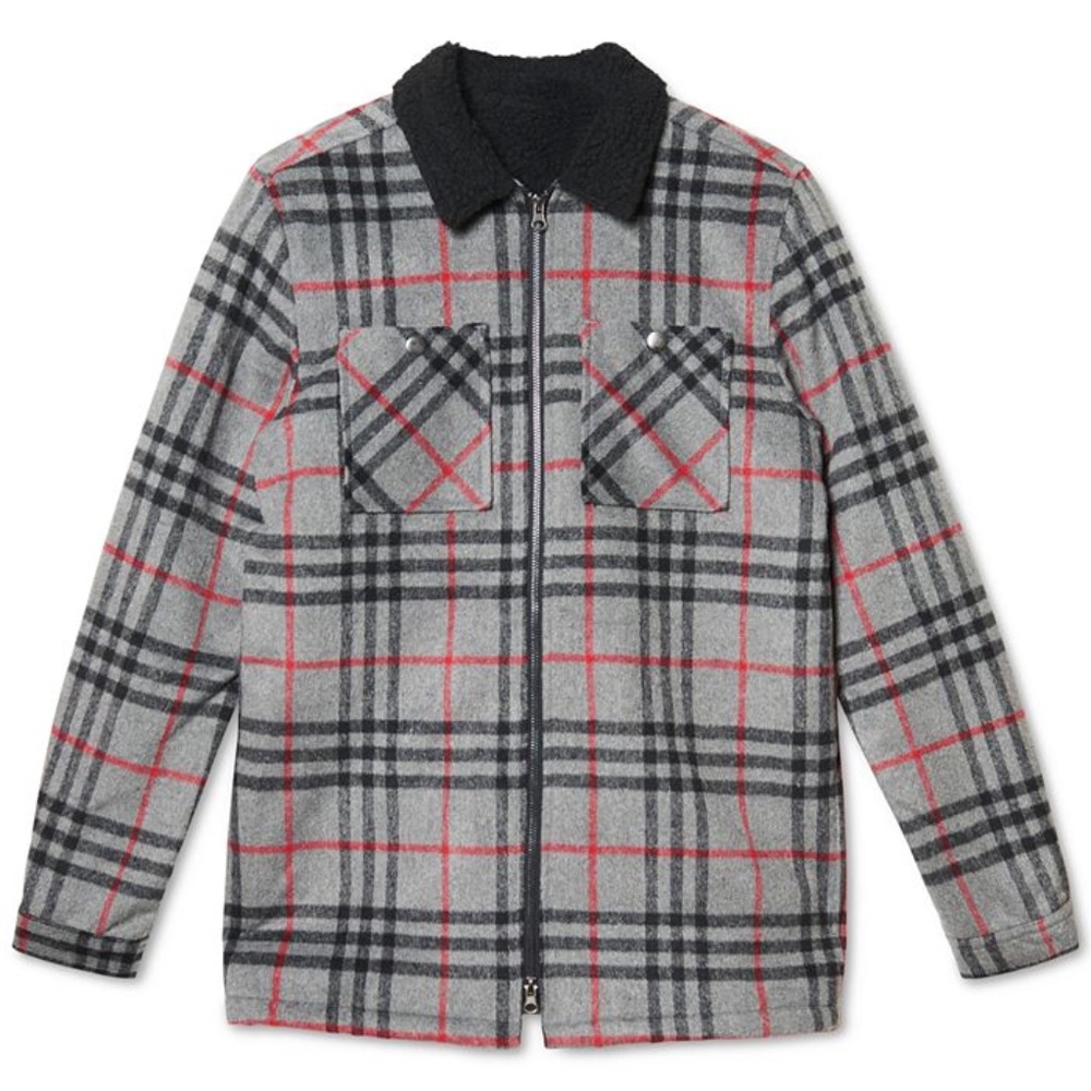 NWT Wesc Liam Plaid Fleece-Lined Full-Zip Shirt Jacket Medium